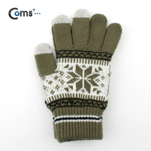 Coms 스마트폰 장갑(눈꽃모양) Kaki(카키색)