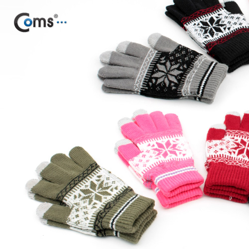 Coms 스마트폰 장갑(눈꽃모양) Red