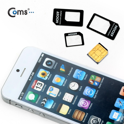 Coms 유심칩 USIM 변환홀더/Black (Nano/Micro/Sim 변환)