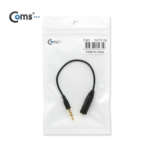 Coms 스테레오 케이블(3극F /4극M) 15cm B/W/ST/Stereo