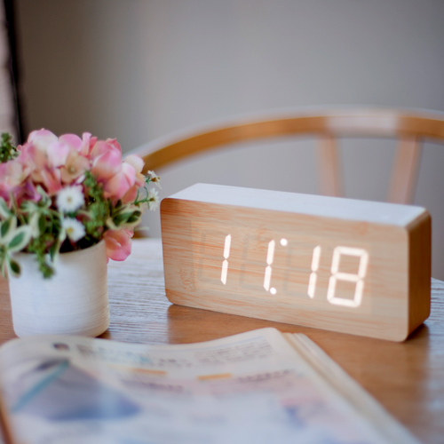 Coms 디자인 인테리어소품 LED 나무시계(알람), 대형