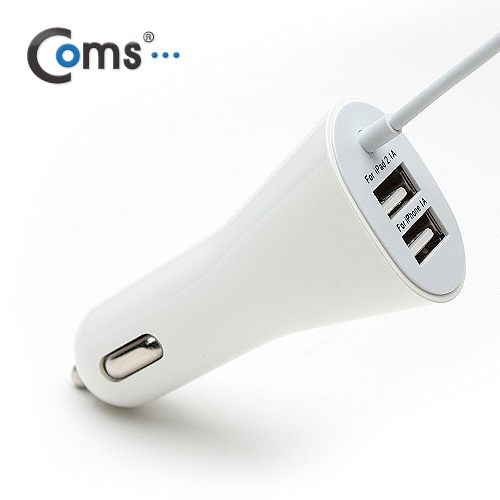 Coms iOS 스마트폰5 차량용충전케이블 USB 2Port/2.1A+1A