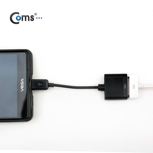 Coms iOS 스마트폰 변환젠더(iOS 스마트폰 30P/Micro 5P), 10cm Black