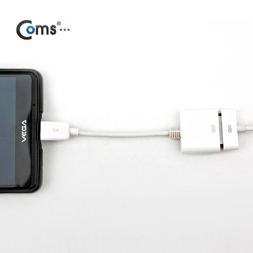 Coms iOS 스마트폰 변환젠더(iOS 스마트폰 30P/Micro 5P), 10cm White