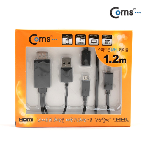 Coms 스마트폰 MHL 케이블, 갤3/4용/1.2m/Black (통합용)