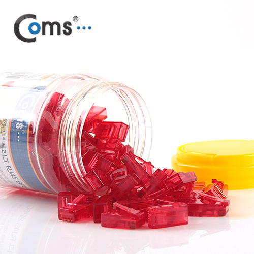 Coms 플러그(RJ45) 8P8C/COMS통,빨강 100EA