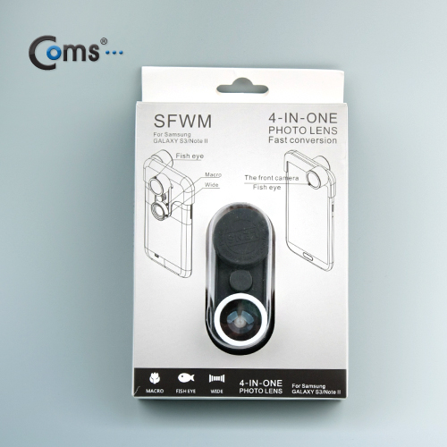 Coms 스마트폰 카메라 확대경, 갤럭시노트2 전용 (피쉬아이/Macro/Wide 기능)