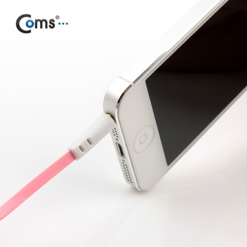 Coms 스테레오 케이블 (Flat형/3.5Ø/MM) 1M, Pink/Stereo