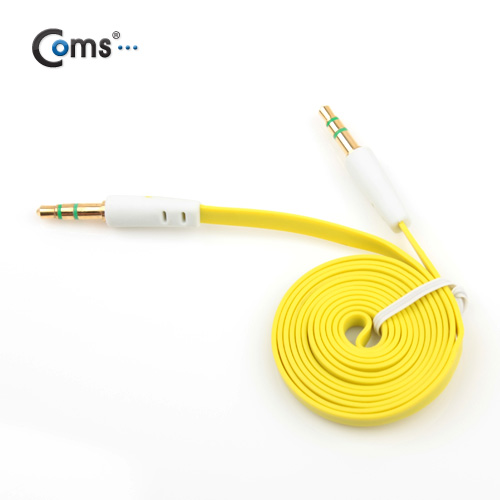 Coms 스테레오 케이블 (Flat형/3.5Ø/MM) 1M, Yellow/Stereo
