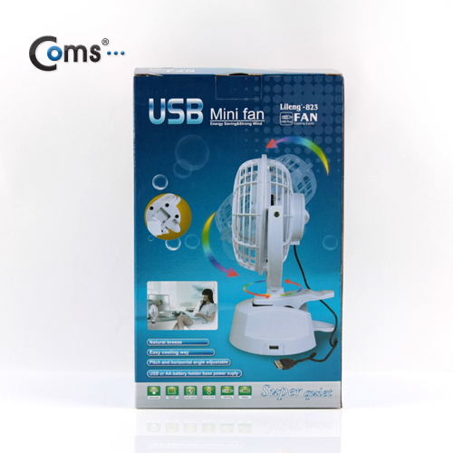 Coms USB 선풍기 (상하조절/집게거치형), White/특대형-30cm