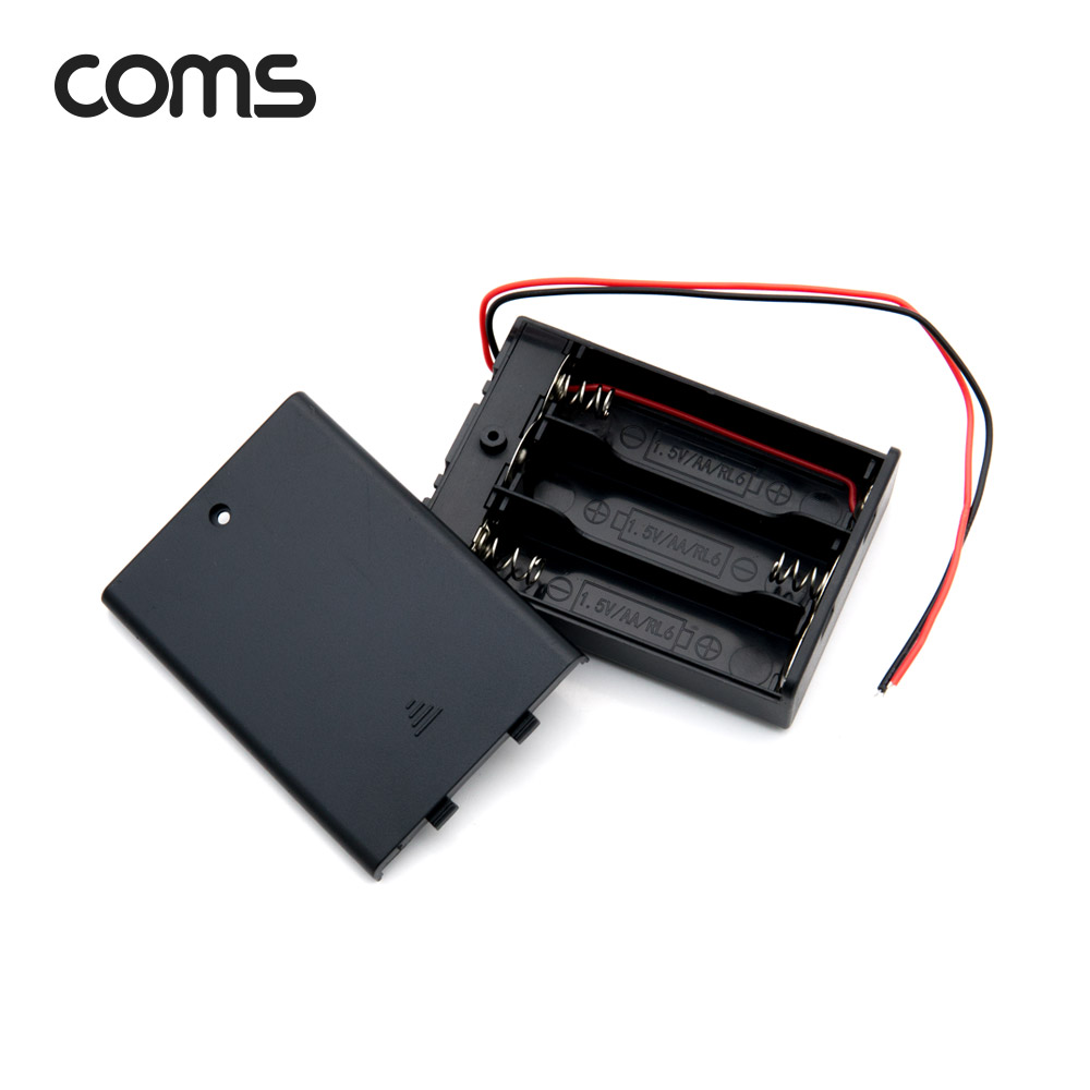 Coms 건전지 홀더 케이스 / 배터리 홀더 / AA x 3ea / 2선 전원 제작용 / On/Off스위치