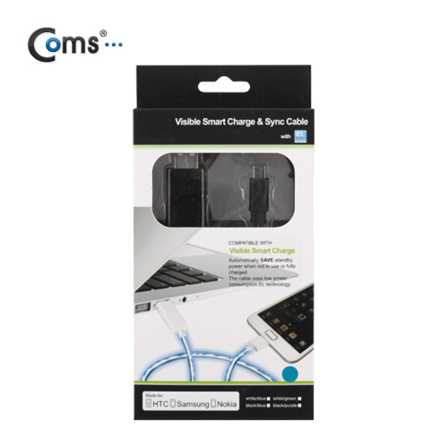 Coms USB/Micro USB(B) 케이블(EL 발광 LED), Black