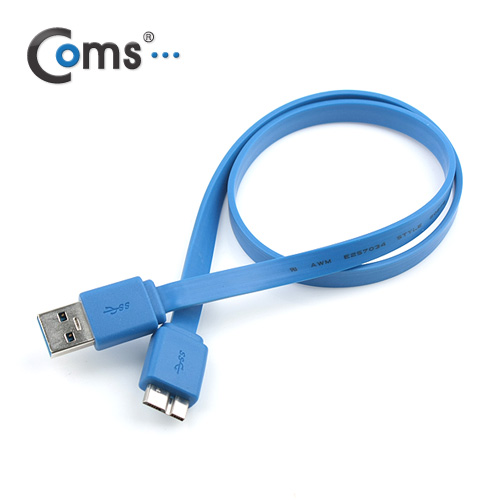 Coms USB 3.0/Micro USB(B) 케이블 (청색/Flat형), 50cm