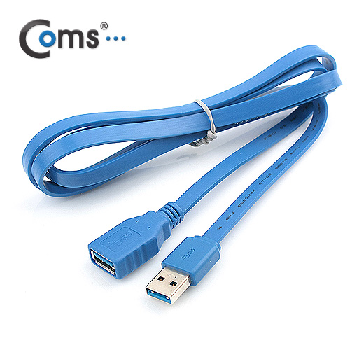 Coms USB 3.0 케이블 (청색/Flat형/연장), 1.5m