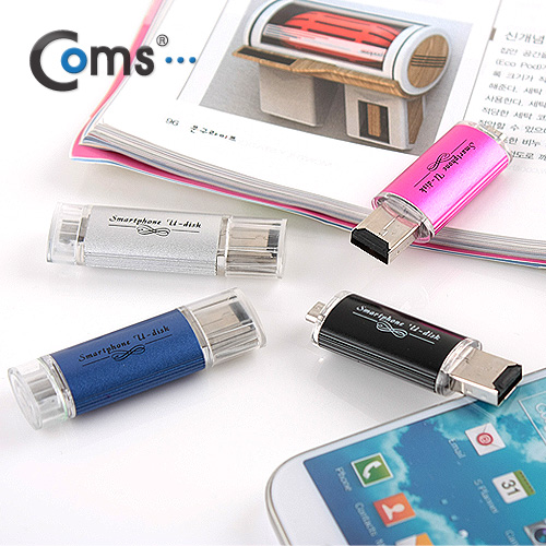 Coms 스마트폰 OTG USB 카드리더기, PINK (Micro SD 메모리지원)