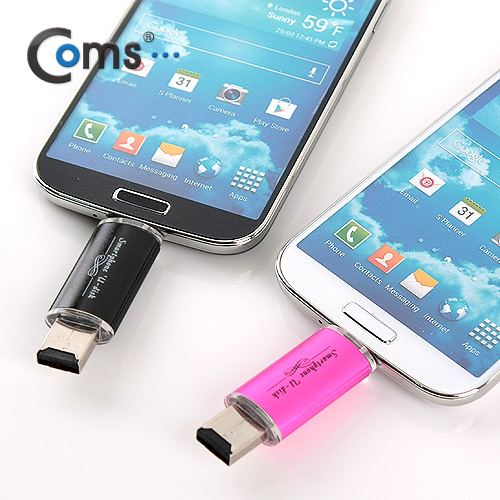 Coms 스마트폰 OTG USB 카드리더기, BLACK (Micro SD 메모리지원)