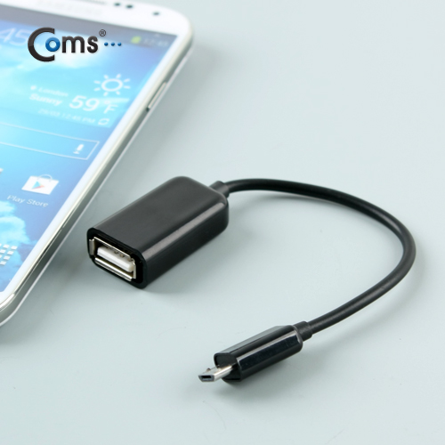 Coms 스마트폰 OTG 젠더-Micro USB(M)/USB A(F),실속형, Black