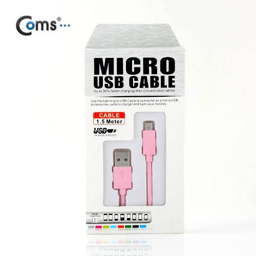 Coms USB/Micro USB(B) 케이블(color) 1.5M, Pink