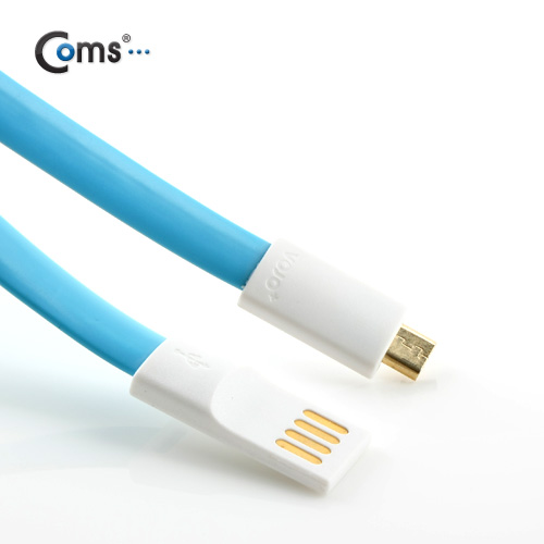 Coms USB/Micro 5Pin 케이블(Flat형/자석), 20cm, Blue