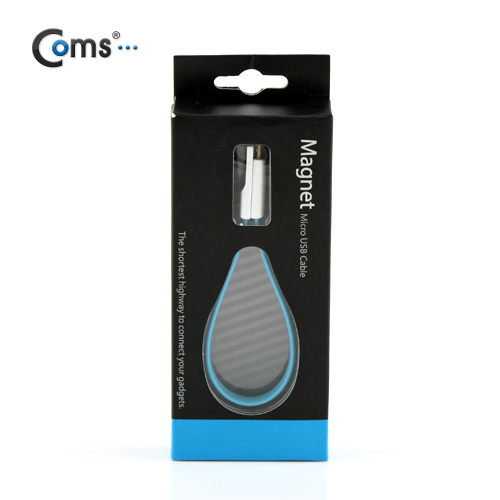 Coms USB/Micro 5Pin 케이블(Flat형/자석), 20cm, Blue