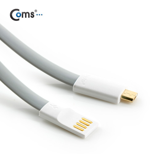 Coms USB/Micro USB(B) 케이블(Flat형/자석), 20cm, White