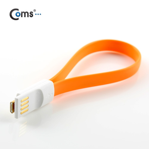 Coms USB/Micro USB(B) 케이블(Flat형/자석), 20cm, Orange
