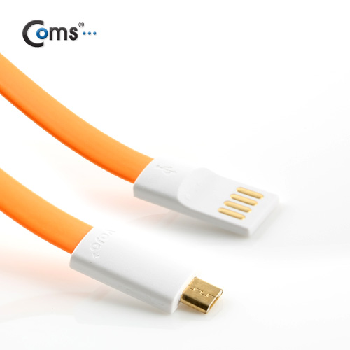 Coms USB/Micro USB(B) 케이블(Flat형/자석), 20cm, Orange