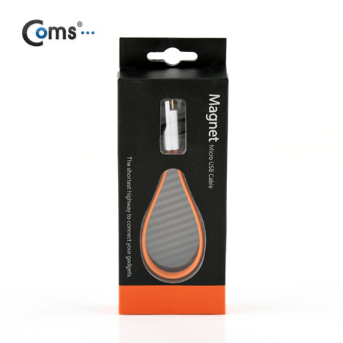 Coms USB/Micro USB(B) 케이블(Flat형/자석), 20cm, Orange