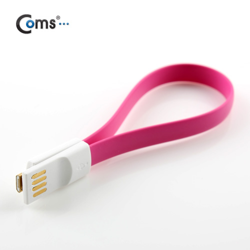 Coms USB/Micro USB(B) 케이블(Flat형/자석), 20cm, Pink