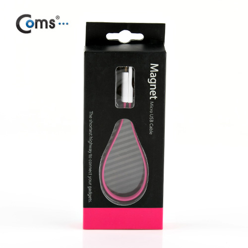 Coms USB/Micro USB(B) 케이블(Flat형/자석), 20cm, Pink