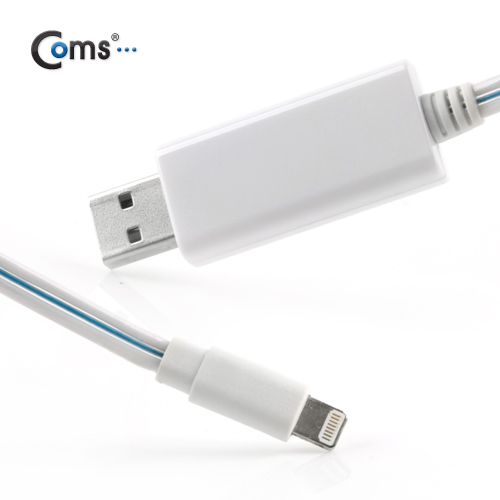 Coms 아이폰5 케이블(투명 LED), White