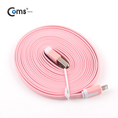 Coms iOS 8핀/8Pin 플랫 케이블 Pink, 3M