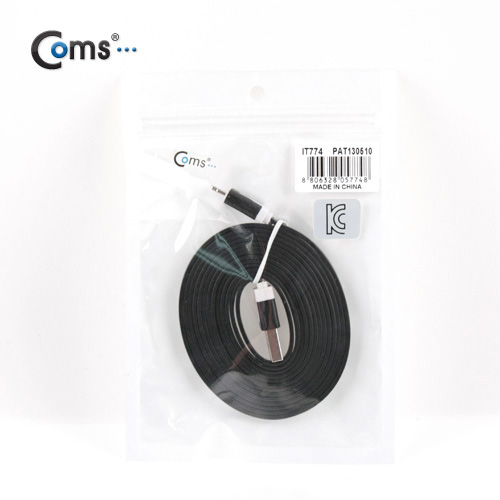 Coms iOS 8핀/8Pin 플랫 케이블 Black, 2M