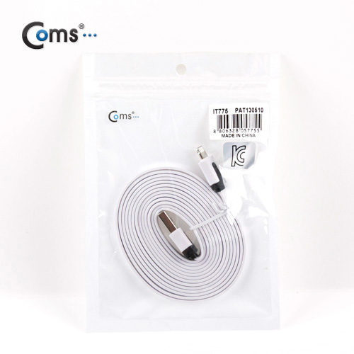 Coms iOS 8핀/8Pin 플랫 케이블 White, 2M