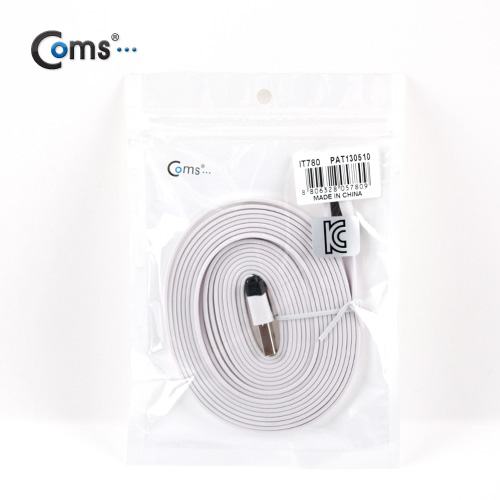 Coms iOS 8핀/8Pin 플랫 케이블 White, 3M
