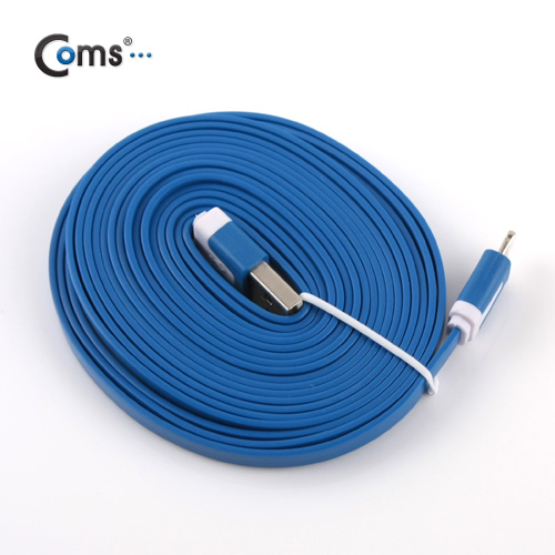 Coms iOS 스마트폰5 케이블(Flat) Blue, 3M