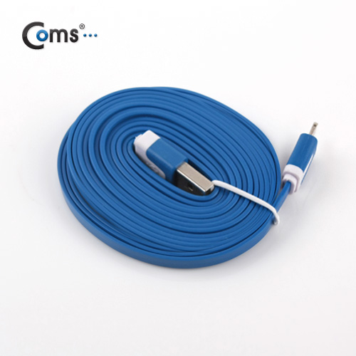 Coms iOS 스마트폰5 케이블(Flat) Blue, 2M