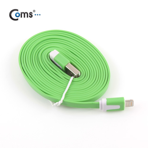 Coms iOS 스마트폰5 케이블(Flat) Green, 2M