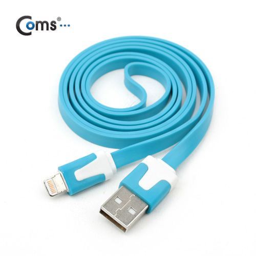 Coms iOS 스마트폰 5 케이블(Flat) Blue/8핀/충전