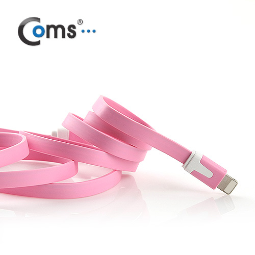 Coms iOS 스마트폰 5 케이블(Flat) Pink/8핀/충전