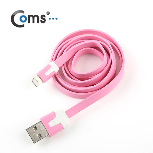 Coms iOS 스마트폰 5 케이블(Flat) Pink/8핀/충전