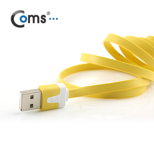 Coms iOS 스마트폰 5 케이블(Flat), Yellow/8핀/충전