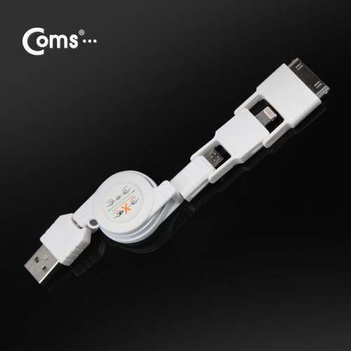 Coms iOS 스마트폰5 케이블 (자동감김/꼬리물기), White
