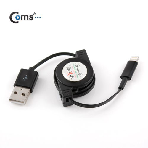 Coms iOS 스마트폰5 케이블 (자동감김), 70cm, Black