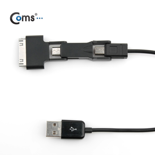 Coms IOS 8Pin (8핀) 스마트폰 USB 케이블 (꼬리물기/3in1/멀티), 20cm, Black