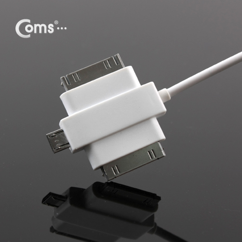 Coms IOS 8Pin (8핀) 스마트폰 USB 케이블 (T형/3in1/멀티), 20cm, White