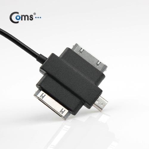 Coms IOS 8Pin (8핀) 스마트폰 USB 케이블 (T형/3in1/멀티), 20cm, Black