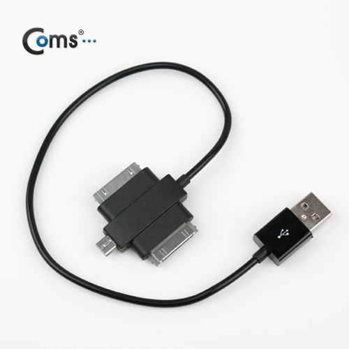 Coms iOS 스마트폰 USB 케이블 (T형/3in1/멀티), 20cm, Black