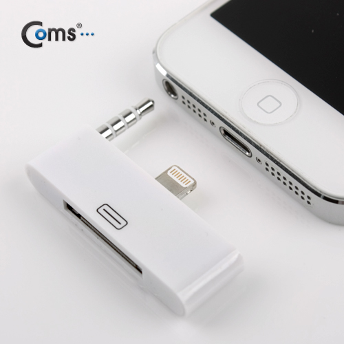 Coms iOS 스마트폰5 변환젠더 (이어폰단자), White