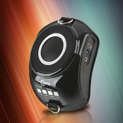 Coms 휴대용 마이크 앰프,강의실/매장/가이드/행사진행용/USB,MicroSD/FM/블랙